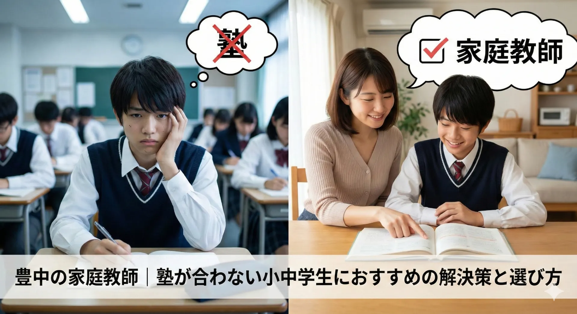 豊中の家庭教師｜塾が合わない小中学生におすすめの解決策と選び方